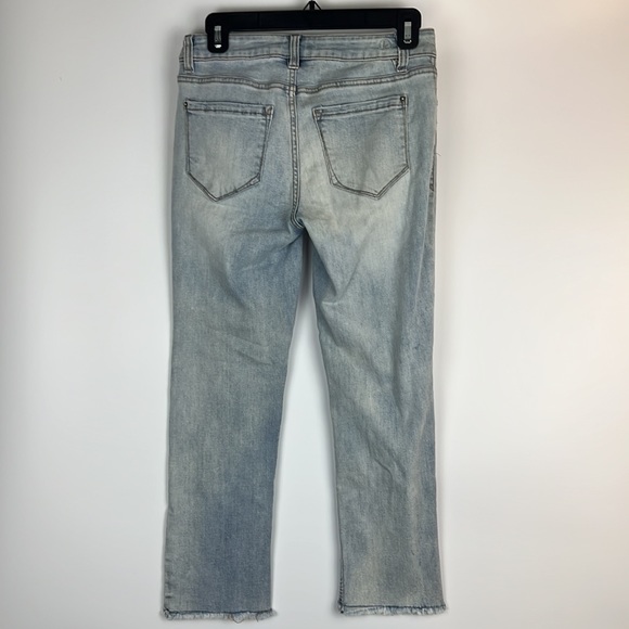 Kenzie Cropped Straight Leg Frayed Hem Embroidery Jeans Sz: 2/26 - Picture 2 of 11